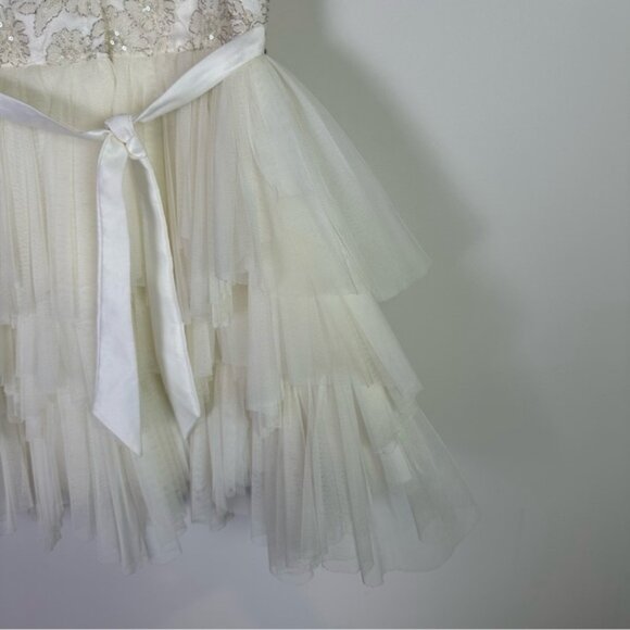 American Princess Floral Stitch Tiered Tulle Rhinestone Girls Dress Size 6 - Picture 8 of 12